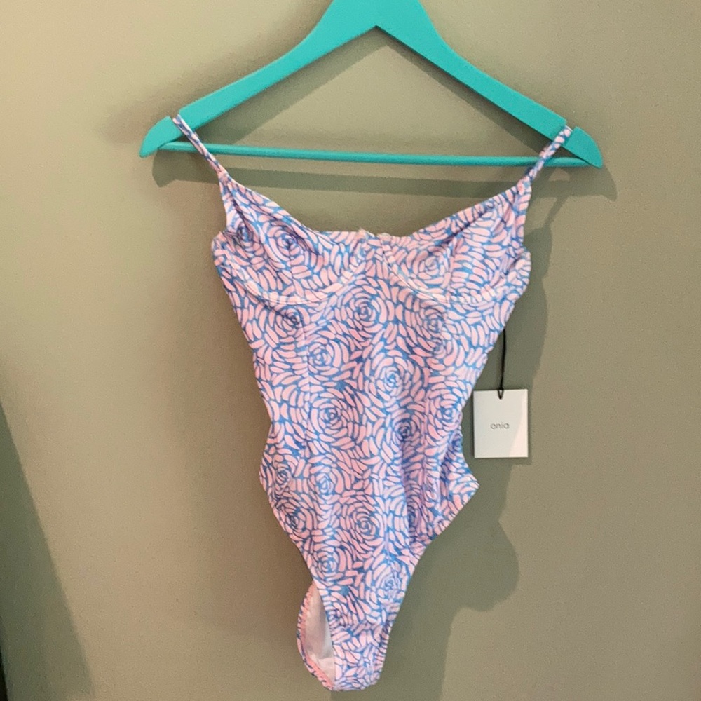 Onia Pink and Blue Floral One Piece Swimsuit